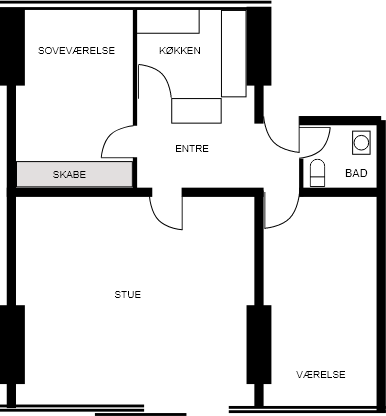 3 værelses lejlighed - Langenæshus
